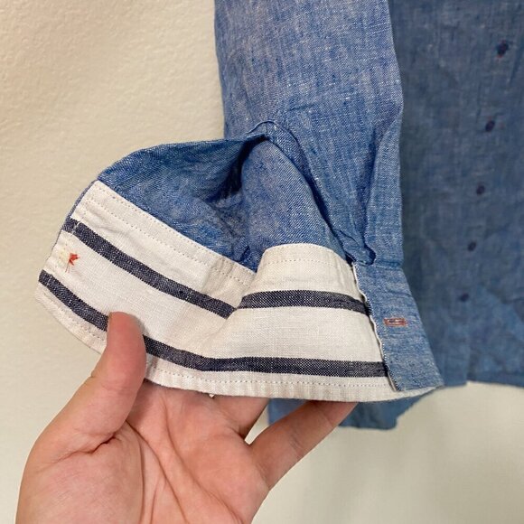 Soft Surroundings 100% Linen Blue Button Down Long Sleeve Shirt Dress Large - Picture 4 of 9